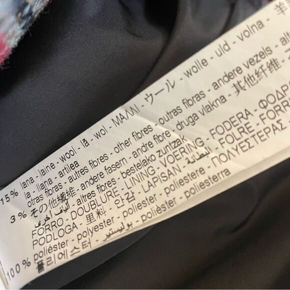 ZARA Gray Red Houndstooth Plaid Double Breasted Wool Coat Size XS - Picture 8 of 9